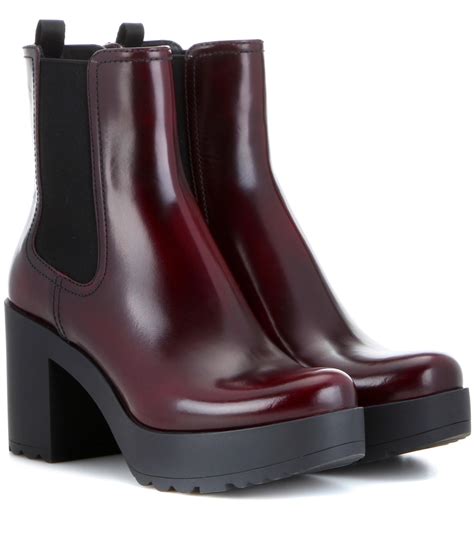 prada red patent boots|prada leather platform ankle boots.